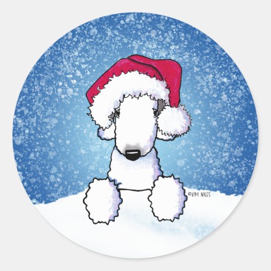 Bedlington Kerstmis Ronde Sticker (Voorkant)