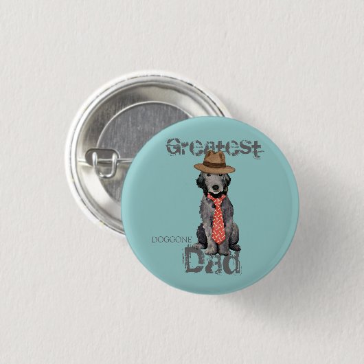 Bedlington papa ronde button 3,2 cm (Voorkant /achterkant)