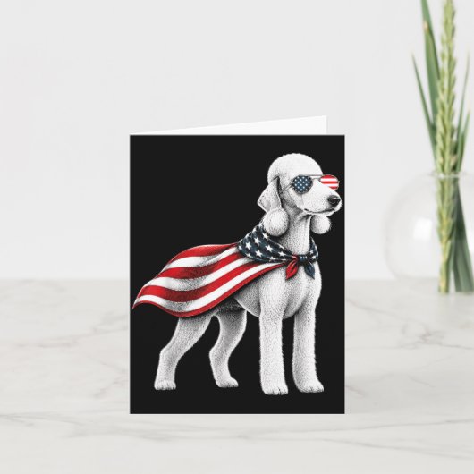Bedlington Terrier 4 juli Amerikaanse vlag Kaart (Voorkant)