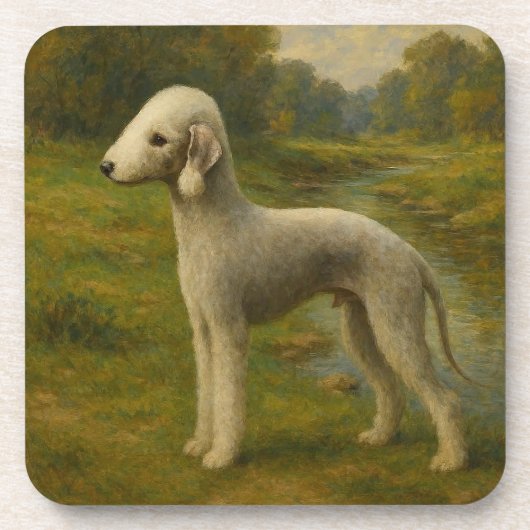 Bedlington Terrier Bier Onderzetter (Voorkant)