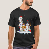 Bedlington Terrier Dog Kerstmis Snowman Xmas Ligh T-shirt (Voorkant)