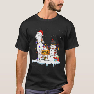 Bedlington Terrier Dog Kerstmis Snowman Xmas Ligh T-shirt