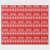 Bedlington Terrier Dog Silhouettes Kerstmis Cadeaupapier (Vlak)