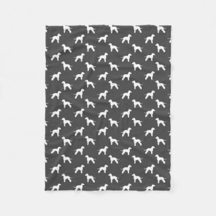 Bedlington Terrier Dog Silhouettes Pattern Grey Fleece Deken