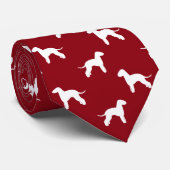 Bedlington Terrier Dog Silhouettes Pattern Red Stropdas (Opgerold)