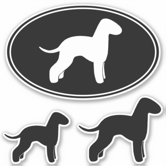 Bedlington Terrier Dog Silhouettes Sticker Set (Voorkant)