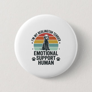 Bedlington Terrier Emotionele Ondersteuning Mens V Ronde Button 5,7 Cm