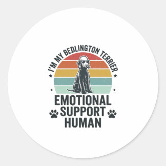 Bedlington-terriër Emotionele Ondersteuning Mens V Ronde Sticker