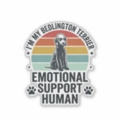 Bedlington Terrier Emotionele Ondersteuning Mens V Sticker (Voorkant)