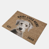 Bedlington Terrier gepersonaliseerde huisdier Deurmat (Schuin)