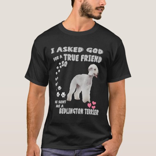 Bedlington Terrier geschenken Rothbury Terrier Bed T-shirt (Voorkant)