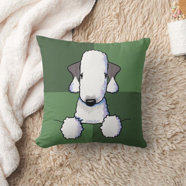 Bedlington Terrier Groene Worpkussen Kussen (Deken)
