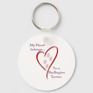 Bedlington Terrier Heart hoort erbij Sleutelhanger