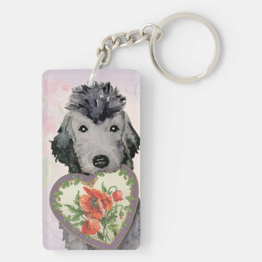 Bedlington Terrier Heart Mam Sleutelhanger (achterkant)