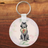 Bedlington Terrier Heart Mam Sleutelhanger (Voorkant)