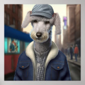Bedlington Terrier Hipster Dog Poster (Voorkant)