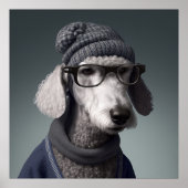 Bedlington Terrier Hipster Dog Poster (Voorkant)