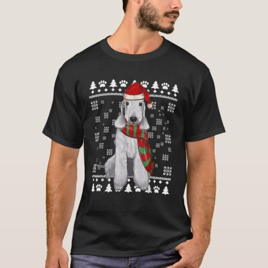 Bedlington Terrier Hond Kerstmuts Kerstmis Lelijke T-shirt (Voorkant)
