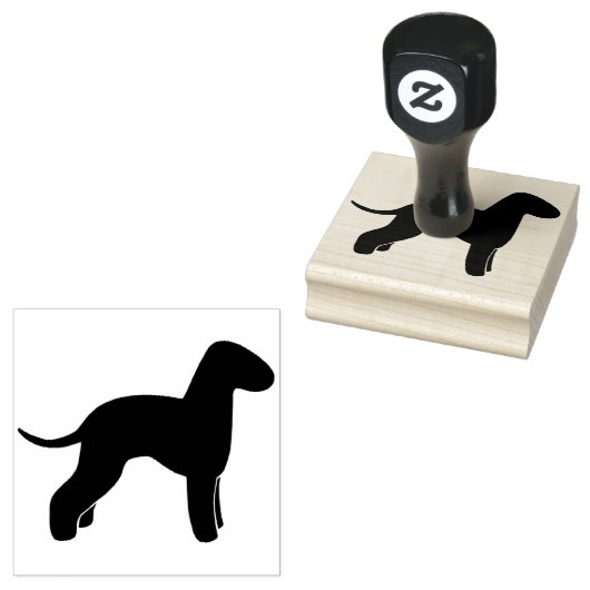 Bedlington Terrier Hond Silhouet Rubber Stamp Rubberstempel (Gestempeld)