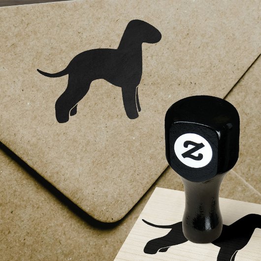 Bedlington Terrier Hond Silhouet Rubber Stamp Rubberstempel