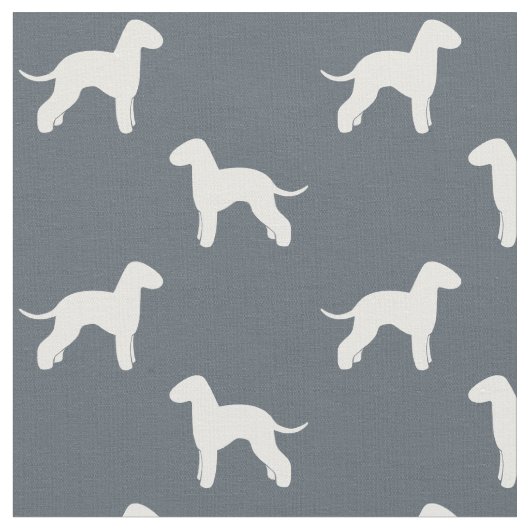 Bedlington Terrier Hondenras Silhouettes Pattern Stof (Close Up)