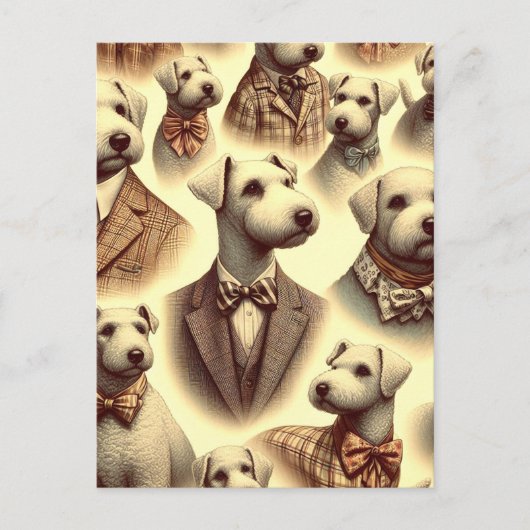 Bedlington Terrier Illustratie Briefkaart (Voorkant)