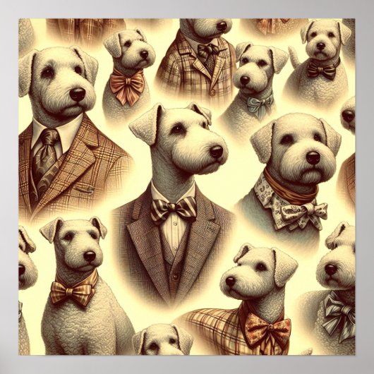 Bedlington Terrier Illustratie Poster (Voorkant)