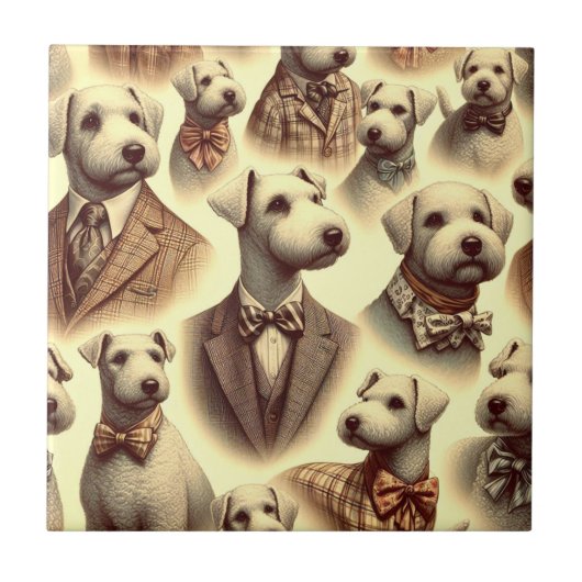 Bedlington Terrier Illustratie Tegeltje (Voorkant)