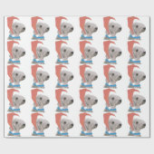 Bedlington Terrier in Santa Hat Wrapping Paper Cadeaupapier (Vlak)