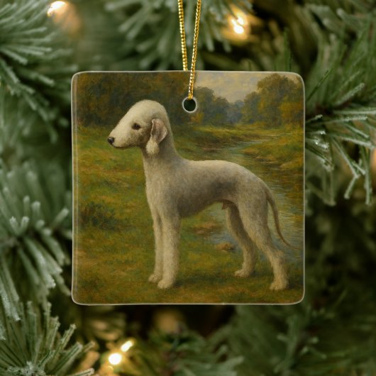 Bedlington Terrier Keramisch Ornament (Boom)
