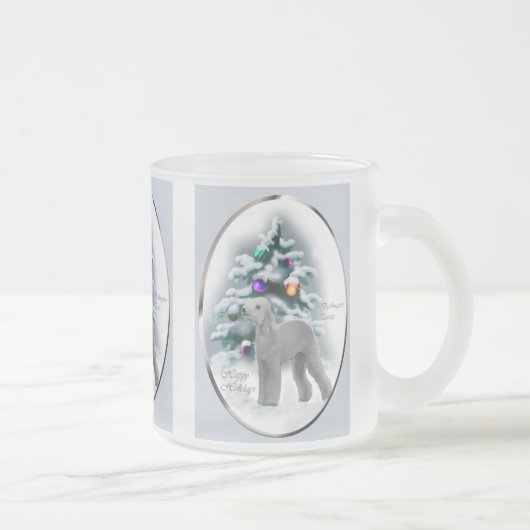 Bedlington Terrier-kerstcadeaus Matglas Koffiemok (Rechts)