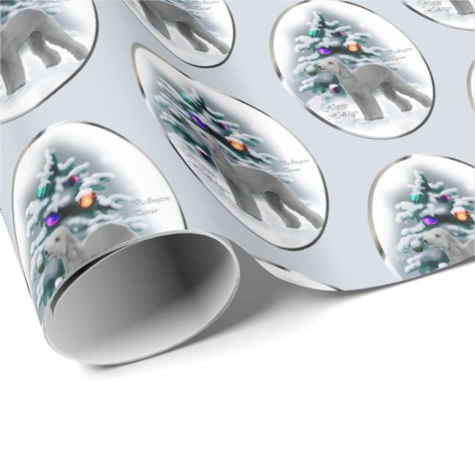 Bedlington Terrier Kerstmis Cadeaupapier (Rol Hoek)