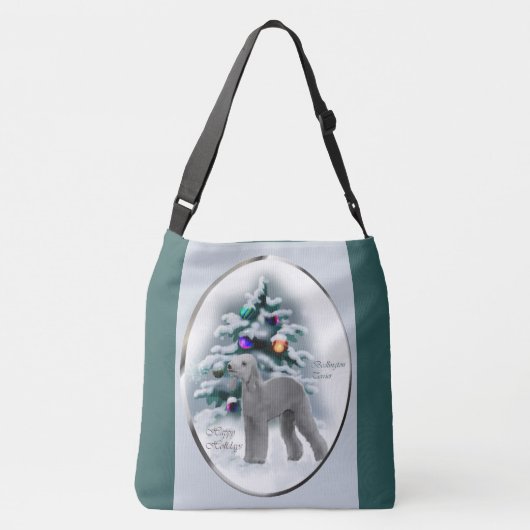 Bedlington Terrier Kerstmis Crossbody Tas (Achterkant)