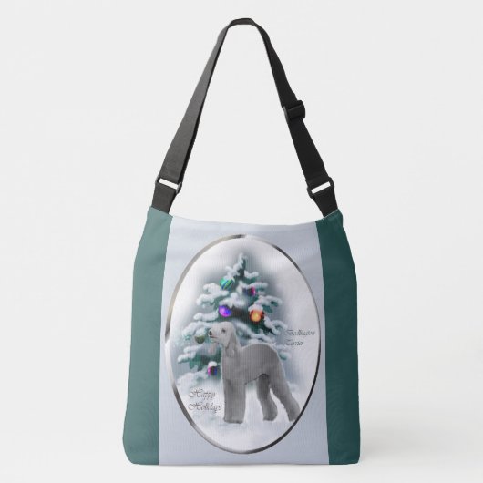 Bedlington Terrier Kerstmis Crossbody Tas (Voorkant)