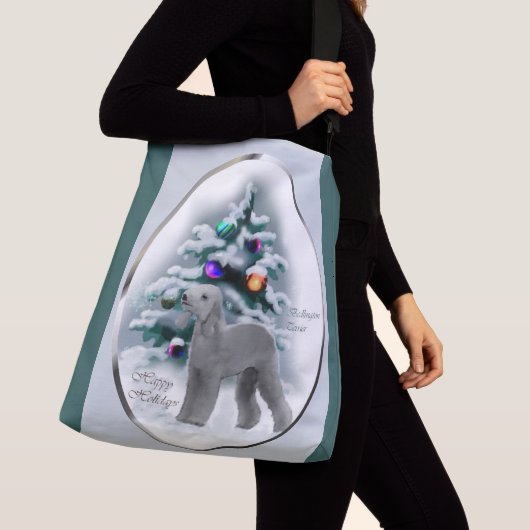 Bedlington Terrier Kerstmis Crossbody Tas (Dichtbij)