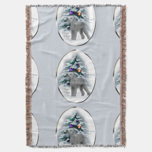 Bedlington Terrier Kerstmis Deken (Voorkant Verticaal)