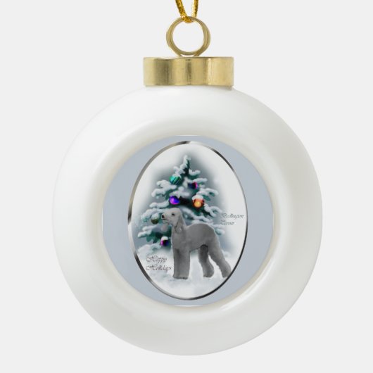 Bedlington Terrier Kerstmis Keramische Bal Ornament (Voorkant)