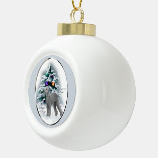 Bedlington Terrier Kerstmis Keramische Bal Ornament (Rechts)