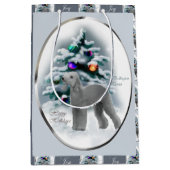 Bedlington Terrier Kerstmis Medium Cadeauzakje (Voorkant)