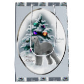 Bedlington Terrier Kerstmis Medium Cadeauzakje (Achterkant)