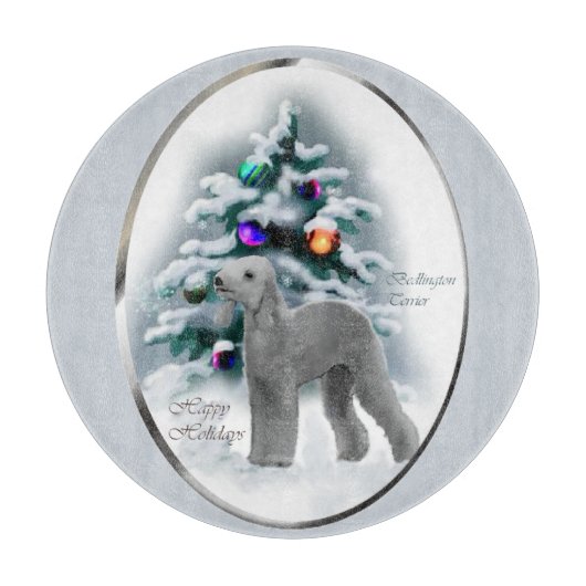 Bedlington Terrier Kerstmis Snijplank (Voorkant)