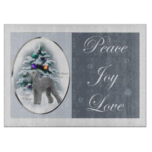 Bedlington Terrier Kerstmis Snijplank (Voorkant)