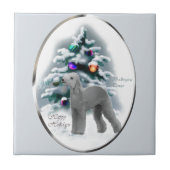Bedlington Terrier Kerstmis Tegeltje (Voorkant)
