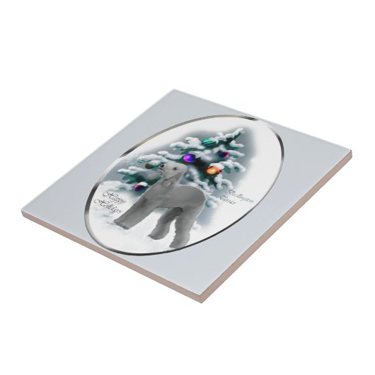 Bedlington Terrier Kerstmis Tegeltje (Zijkant)