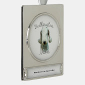 Bedlington Terriër Moeder 2 Verzilverd Banner Ornament (Rechts)