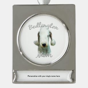 Bedlington Terriër Moeder 2 Verzilverd Banner Ornament
