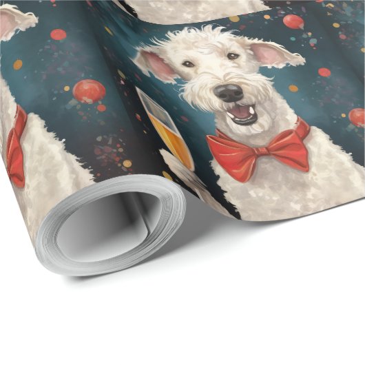 Bedlington Terrier Nieuwjaar Cadeaupapier (Rol Hoek)