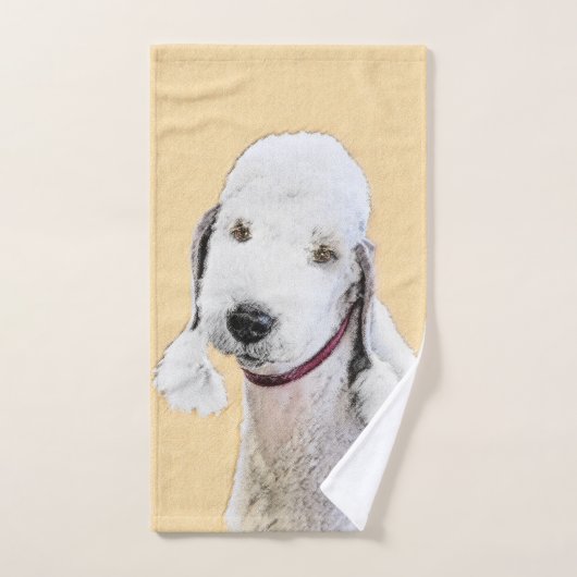 Bedlington Terrier Painting - Originele Dog Art Bad Handdoek (Handdoek)