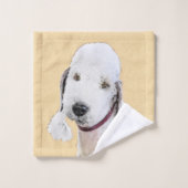 Bedlington Terrier Painting - Originele Dog Art Bad Handdoek (Wasdoekje)