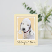 Bedlington Terrier Painting - Originele Dog Art Briefkaart (Staand voorkant)